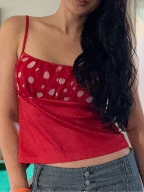 Red Polka Dot Satin Cami Top